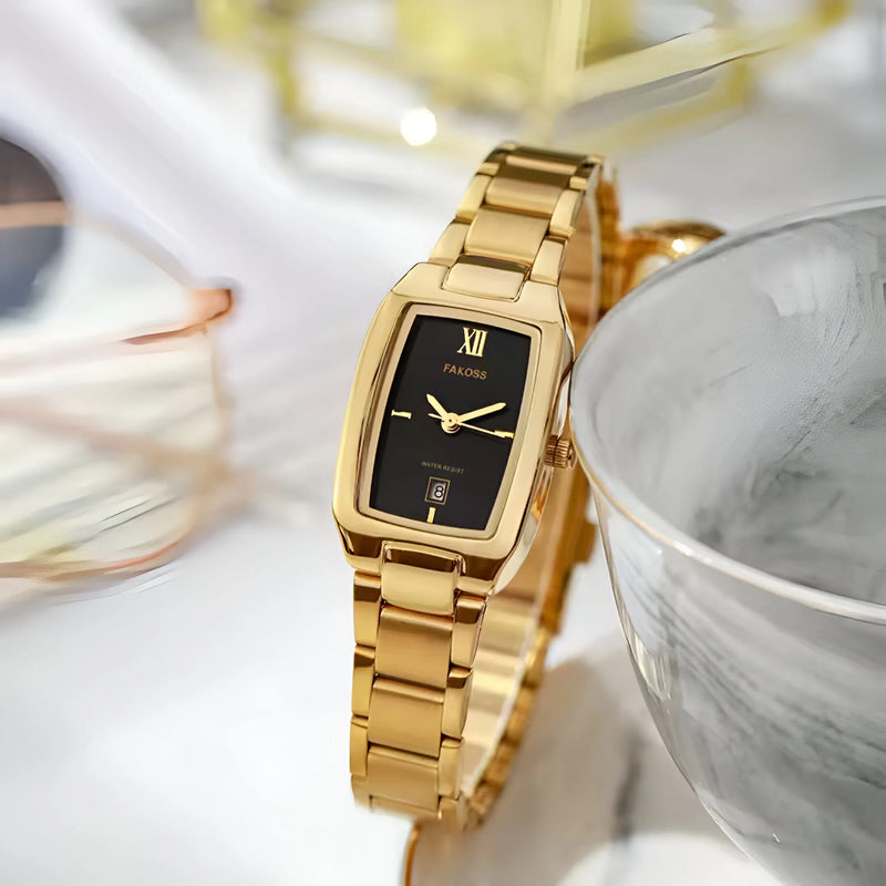 Women's Rectangular Gold Watch