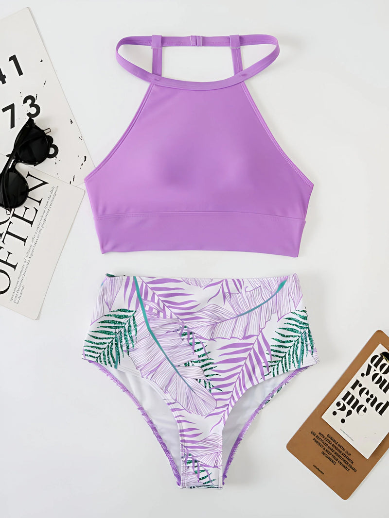 High-Neck Two-Piece Swimsuit Set