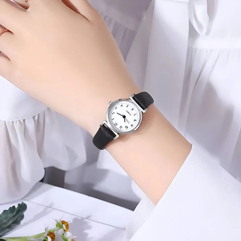 Women's Minimalist Quartz Watch with Leather Strap