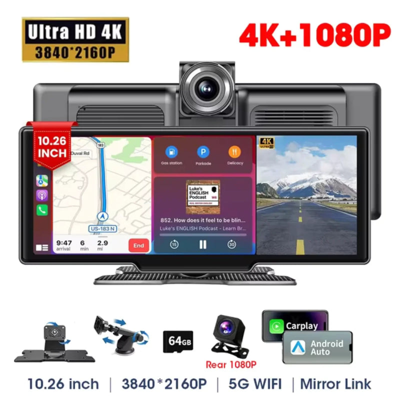 4K Dash Cam with Wireless CarPlay