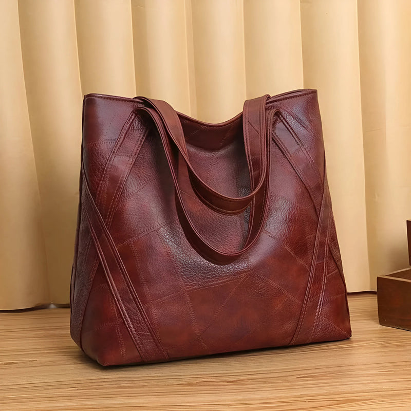 Large Capacity Zipper Shoulder Leather Bag