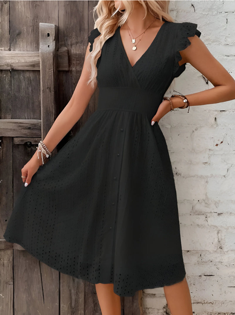 Lotus Leaf Sleeve A-Line Dress