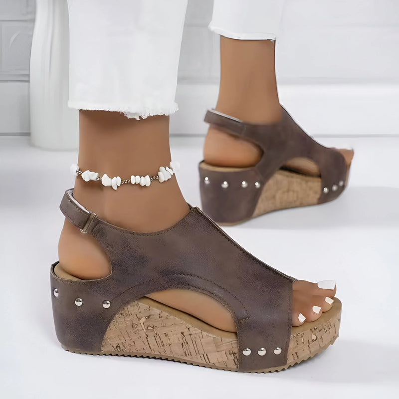 Open Toe Slingback Wedge Sandals