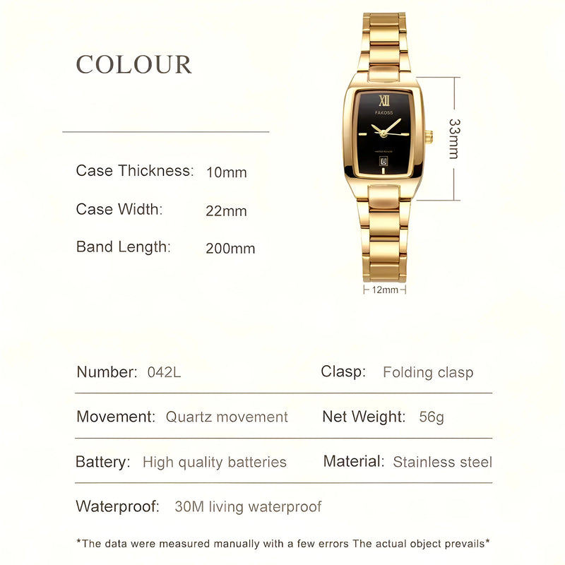 Women's Rectangular Gold Watch