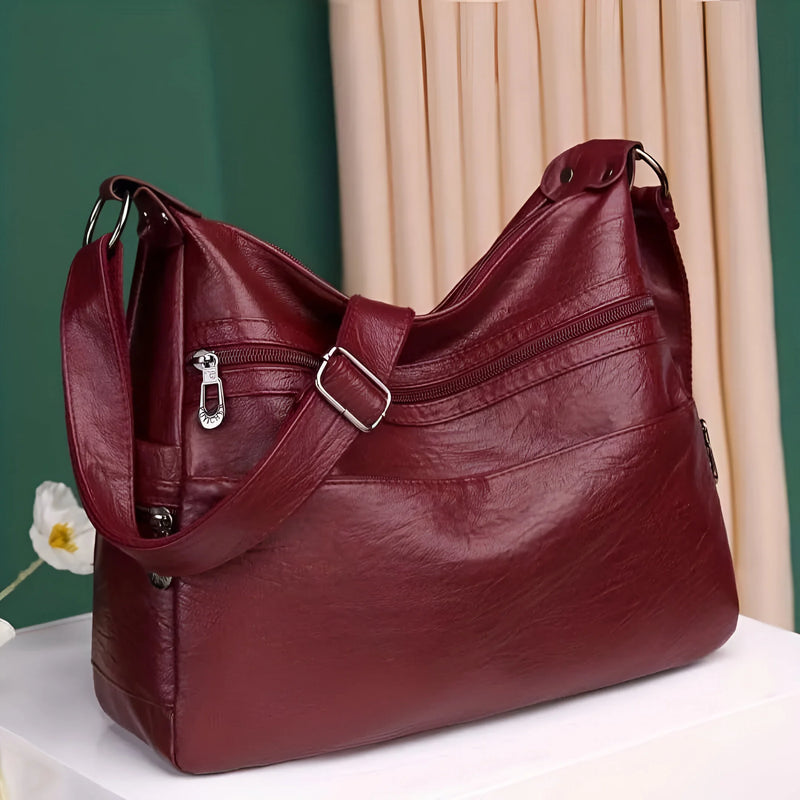 Large Capacity Leather Crossbody Bag