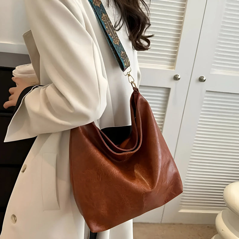 Leather Crossbody Bag with Ethnic Detail