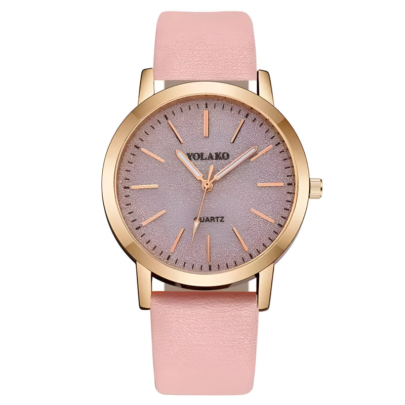 Women's Frosted Dial Leather Strap Watch