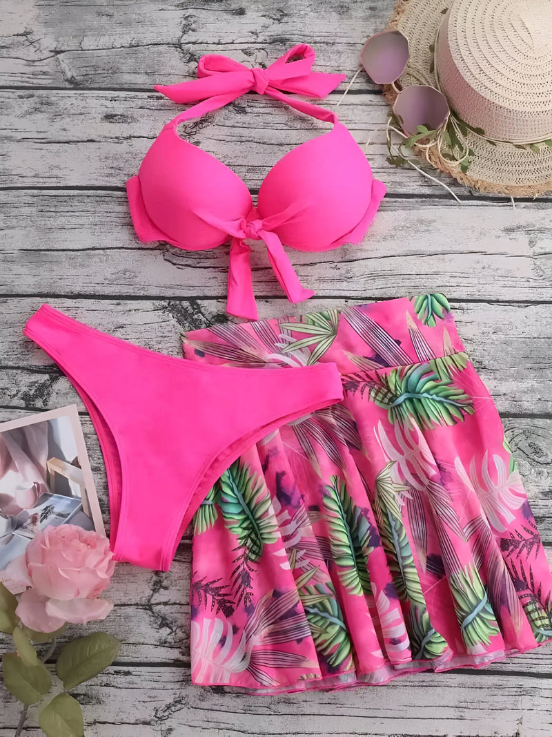 3-Piece Tropical Bikini Set