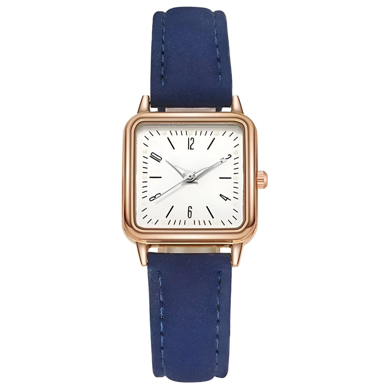 Square Dial Leather Strap GITD Watch for Women