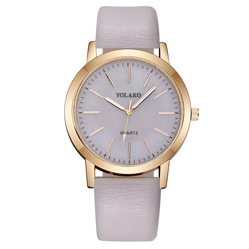 Women's Frosted Dial Leather Strap Watch