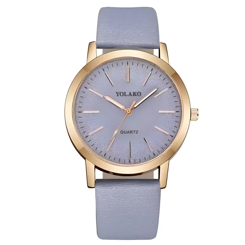 Women's Frosted Dial Leather Strap Watch