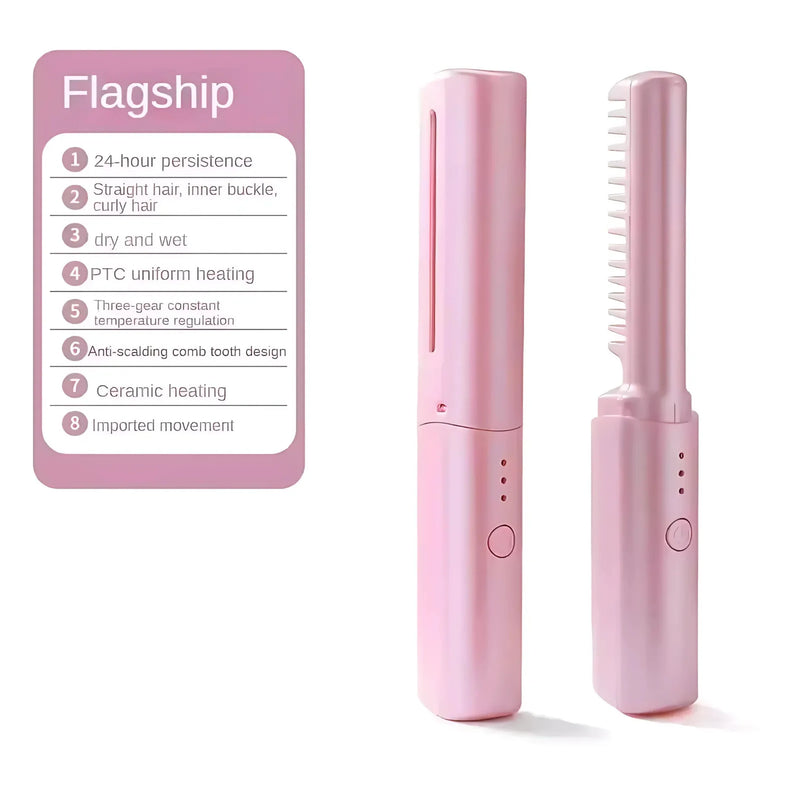 2-in-1 Hair Straightener & Curler Comb