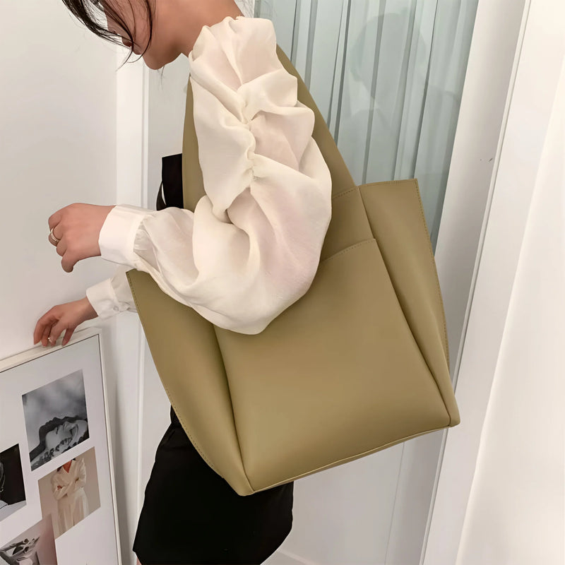 Retro-Style Large Shoulder Leather Bag