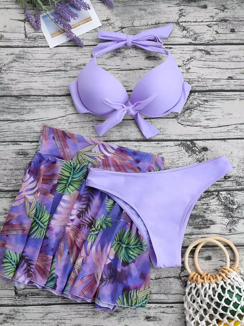 3-Piece Tropical Bikini Set