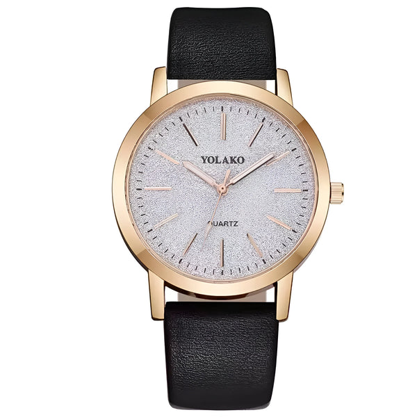 Women's Frosted Dial Leather Strap Watch