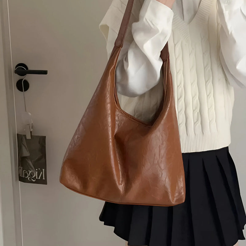 Two-Piece Large Leather Tote Bag