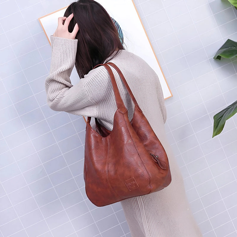 Women's Vintage Large Shoulder Leather Bag