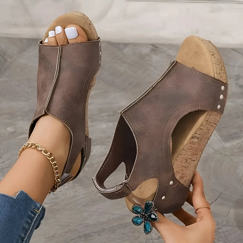 Open Toe Slingback Wedge Sandals