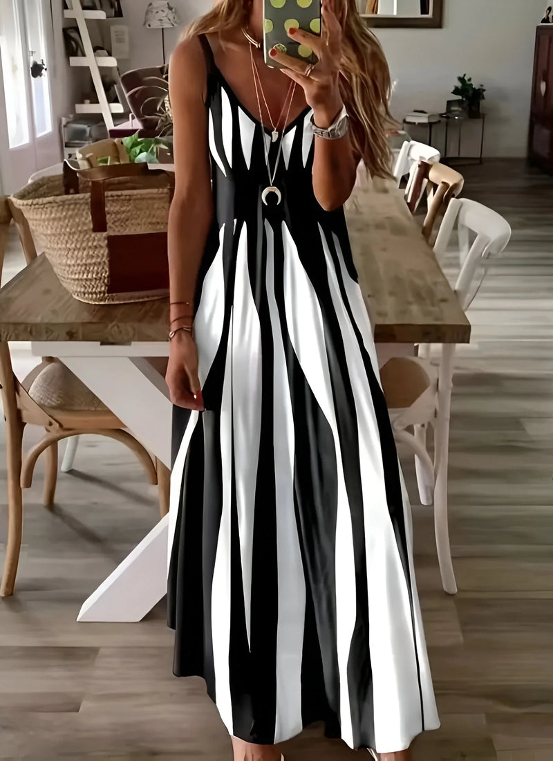 Striped Sleeveless Maxi Dress