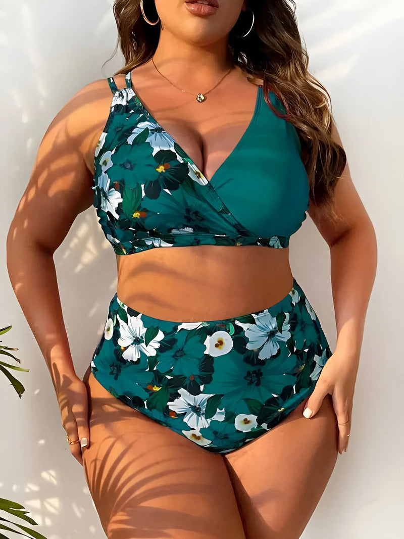 Plus Size Tankini Two Piece Swimsuit Set