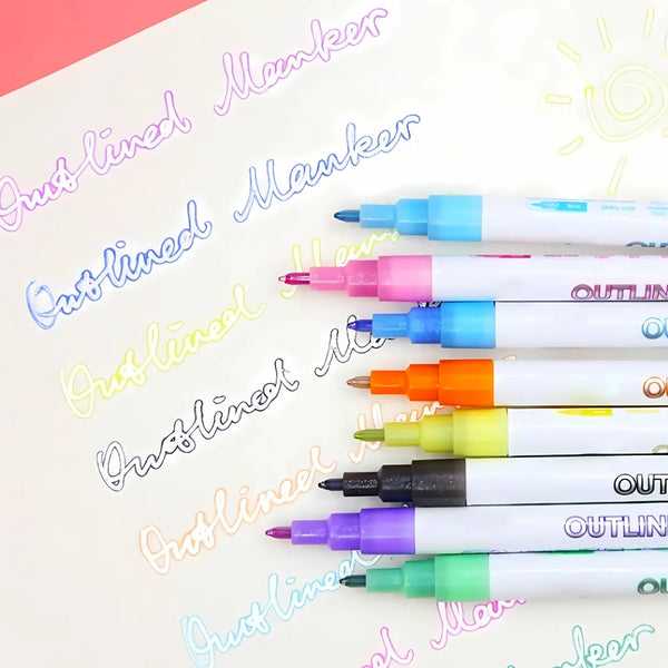 Creative Double-Line Glitter Outline Markers