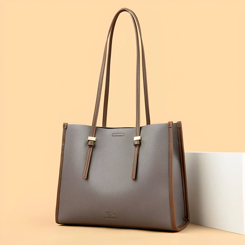 Textured Leather Tote Bag with Spacious Interior