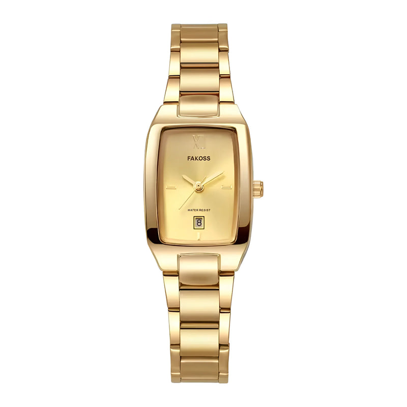 Women's Rectangular Gold Watch