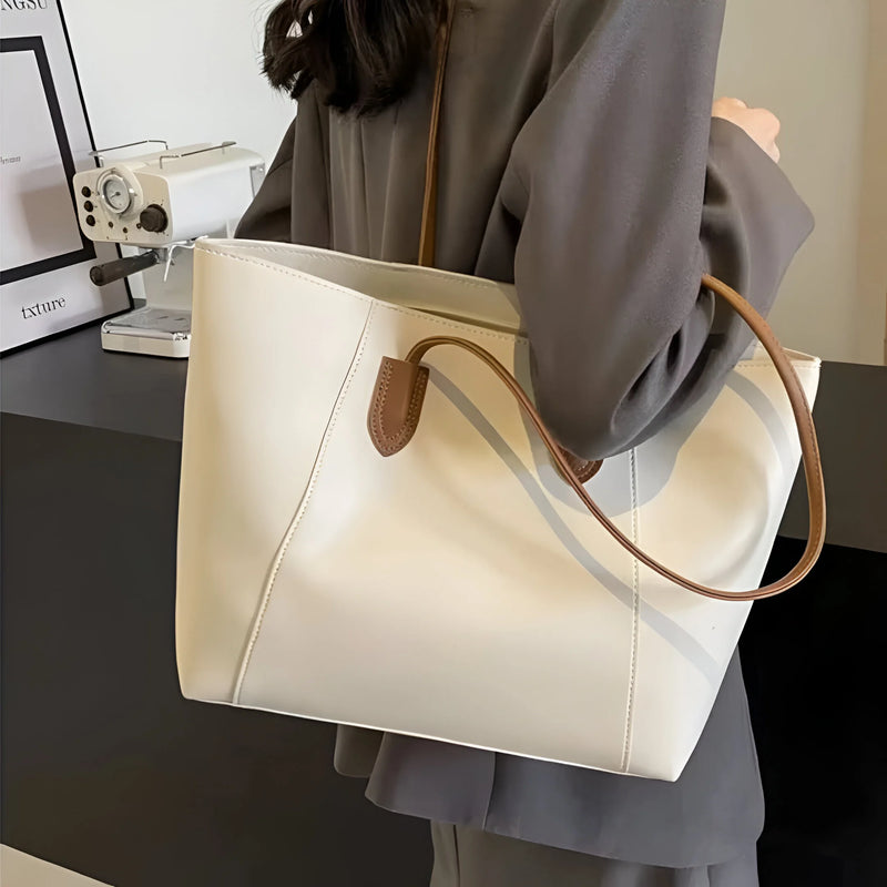 Stylish Sewing Thread Shoulder Leather Bag