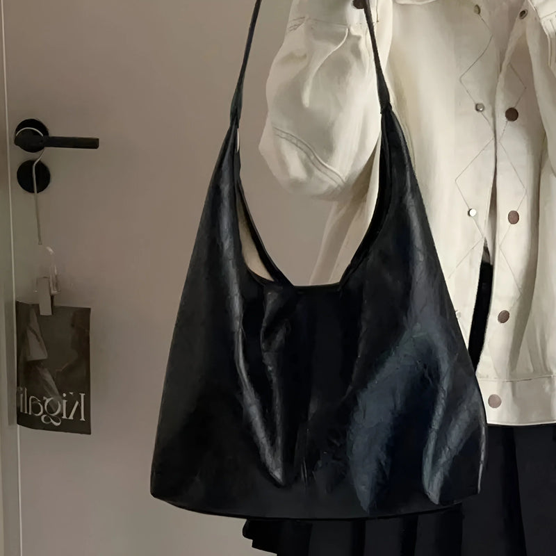 Two-Piece Large Leather Tote Bag