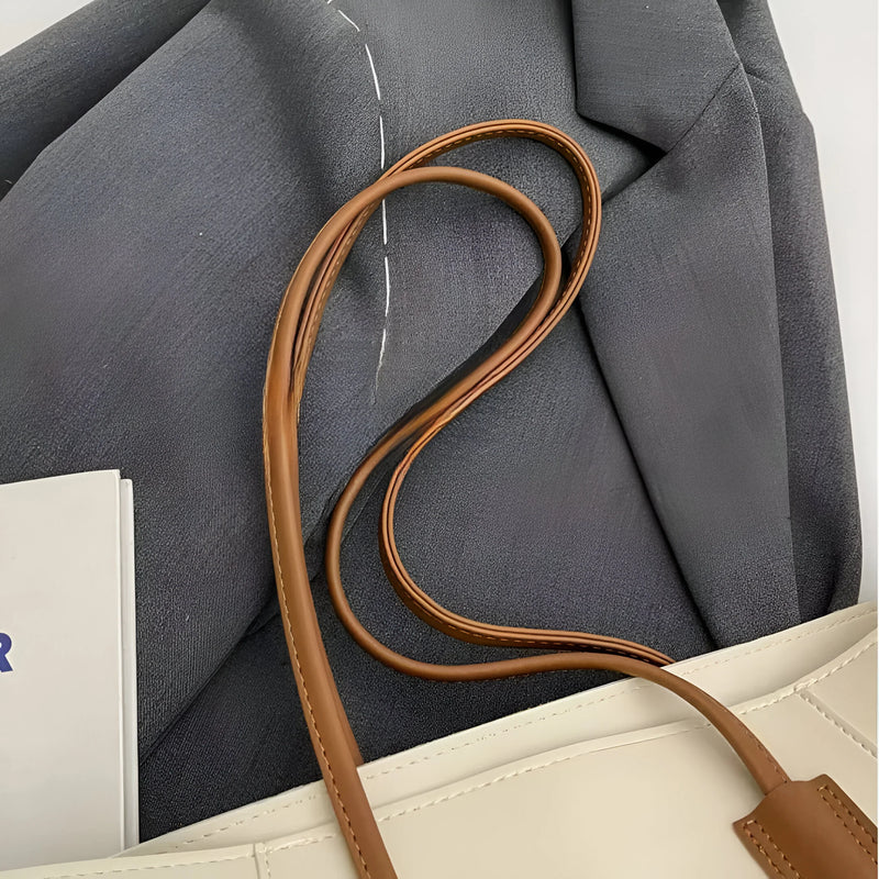 Stylish Sewing Thread Shoulder Leather Bag