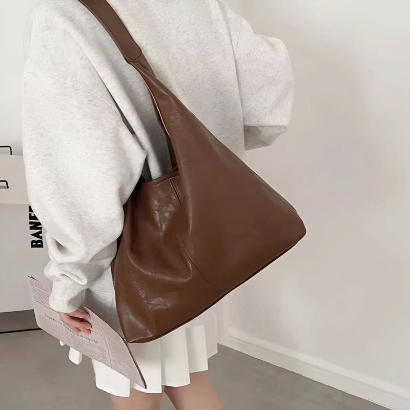 Two-Piece Large Leather Tote Bag