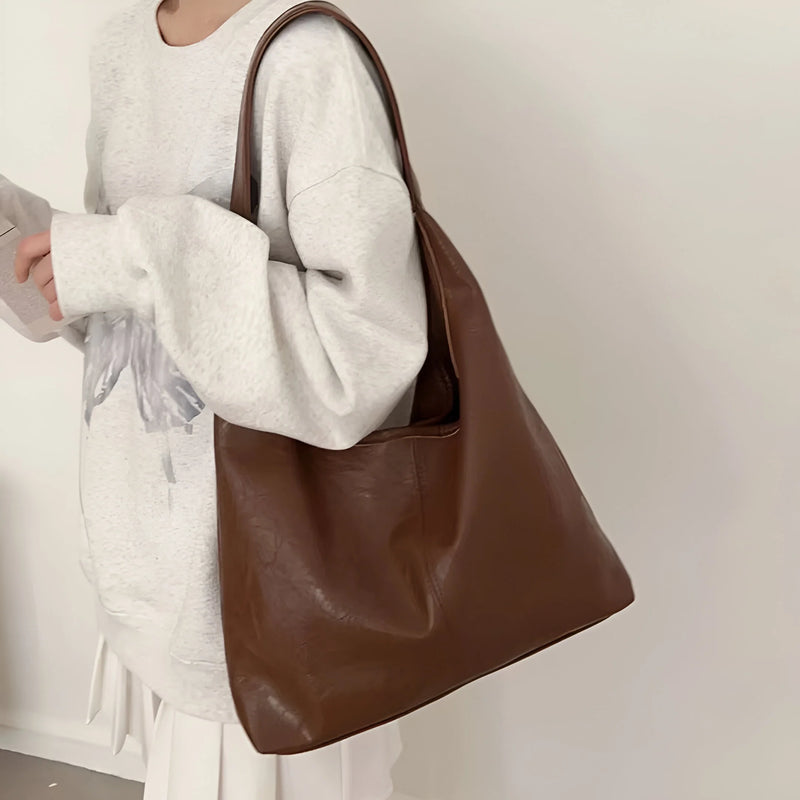 Two-Piece Large Leather Tote Bag