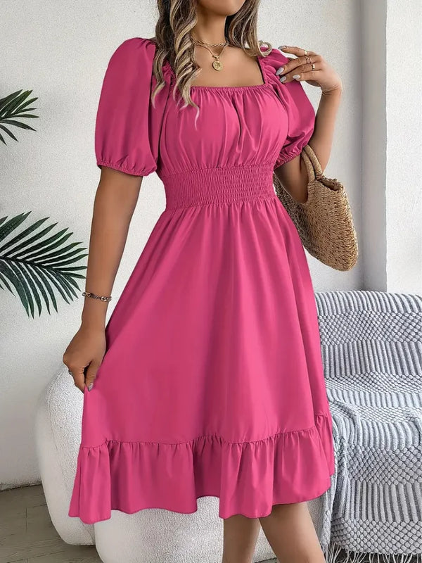 Elegant Square Neck A-Line Dress