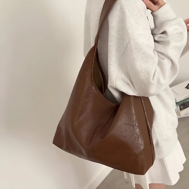 Two-Piece Large Leather Tote Bag