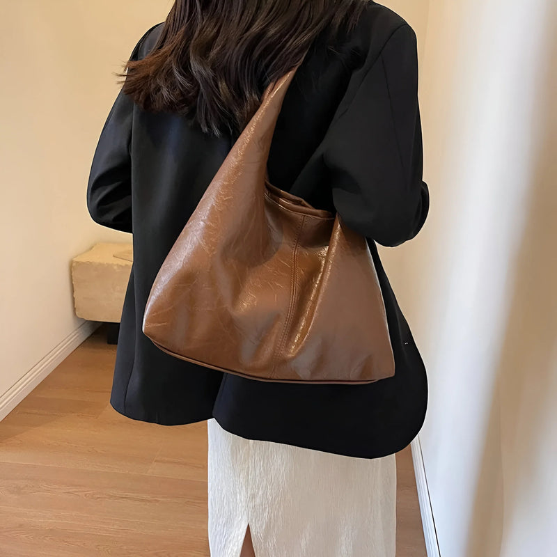 Two-Piece Large Leather Tote Bag