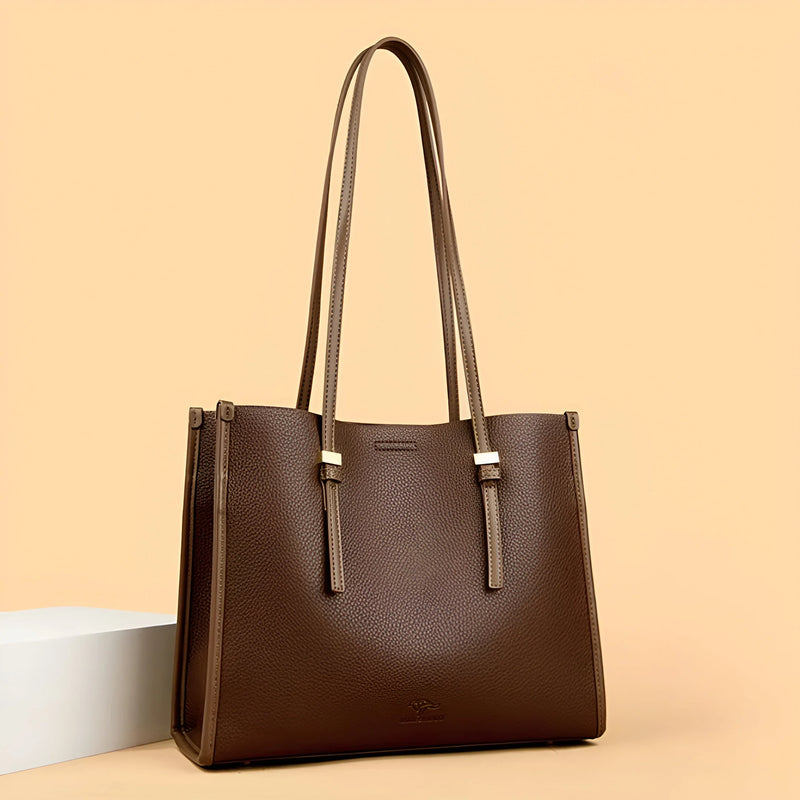 Textured Leather Tote Bag with Spacious Interior