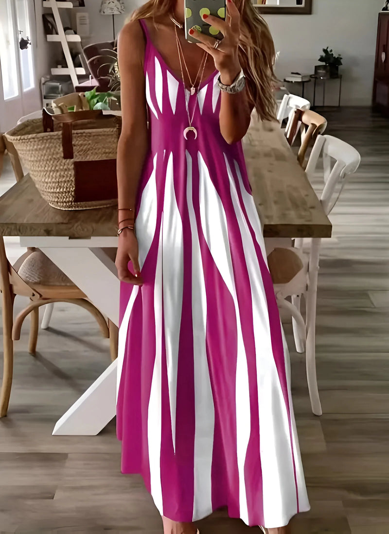 Striped Sleeveless Maxi Dress