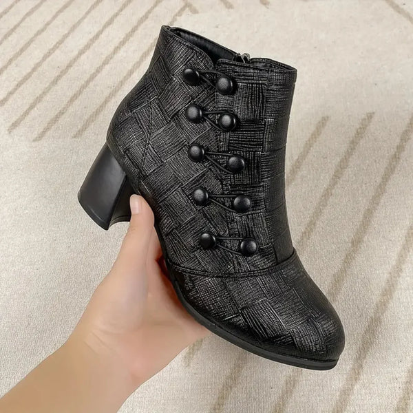 Women's High-Heel Leather Ankle Boots