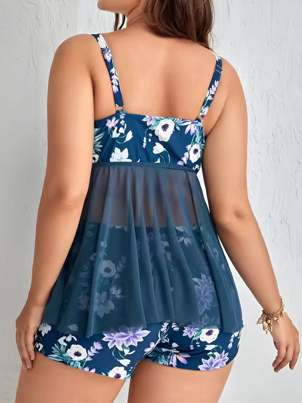 Plus Size Colorful Floral Tankini