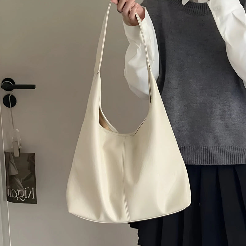 Two-Piece Large Leather Tote Bag