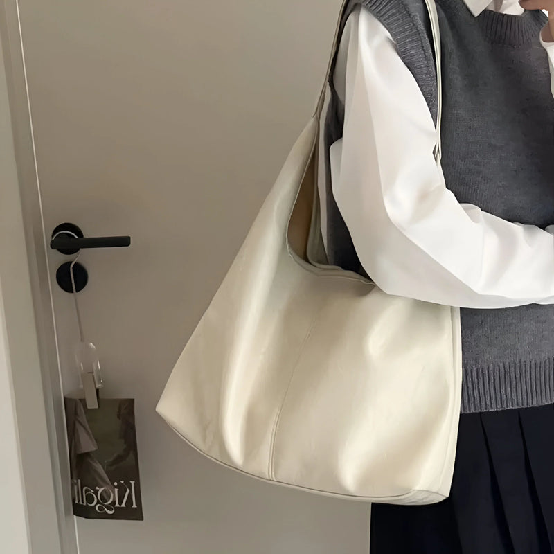 Two-Piece Large Leather Tote Bag