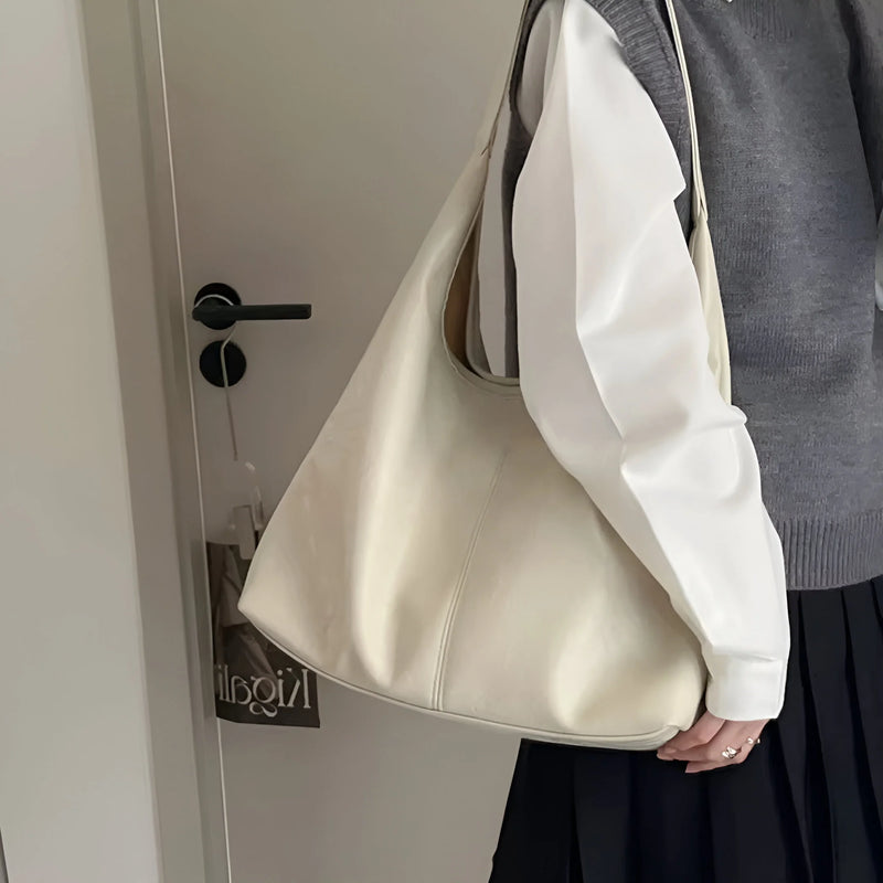 Two-Piece Large Leather Tote Bag