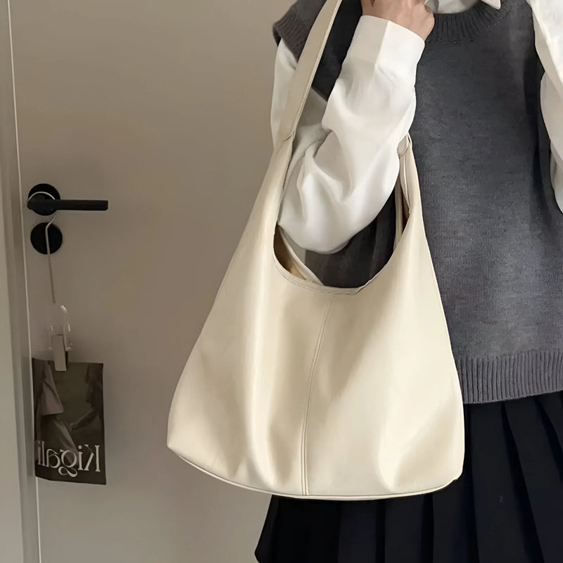 Two-Piece Large Leather Tote Bag