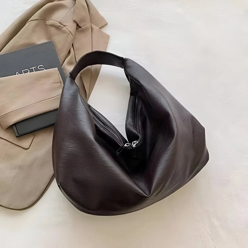 Minimalist Crescent Shoulder Leather Bag