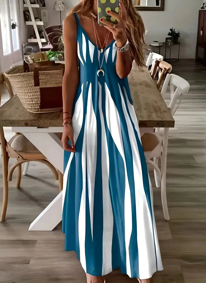 Striped Sleeveless Maxi Dress