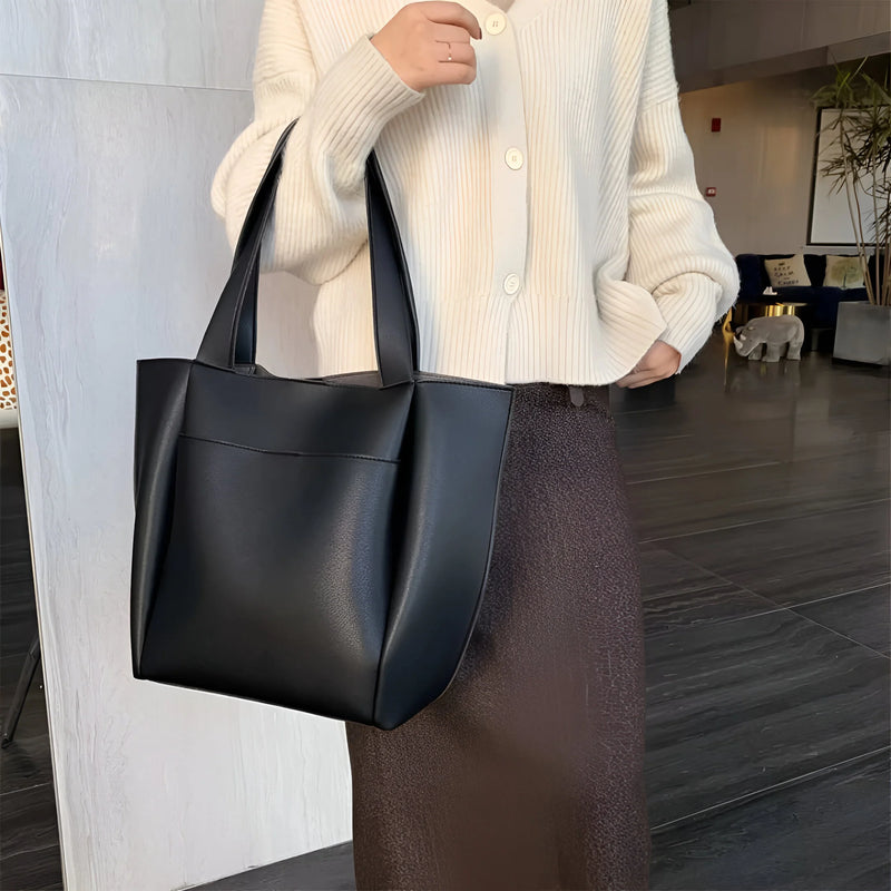 Retro-Style Large Shoulder Leather Bag