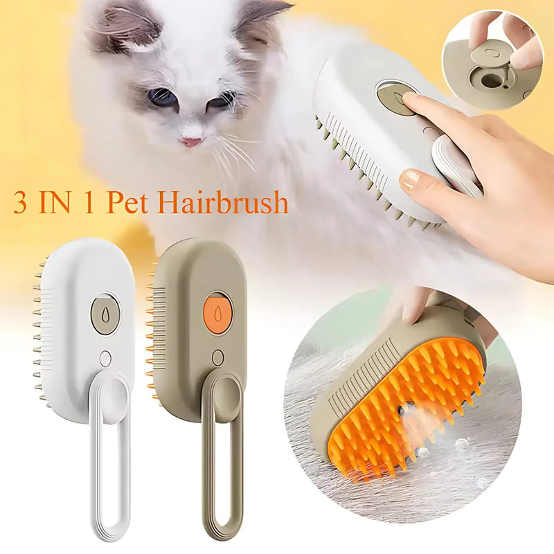 3-in-1 Electric Steam Pet Grooming Brush