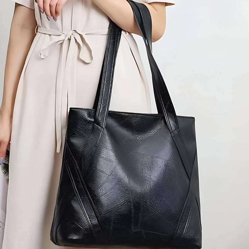 Large Capacity Zipper Shoulder Leather Bag