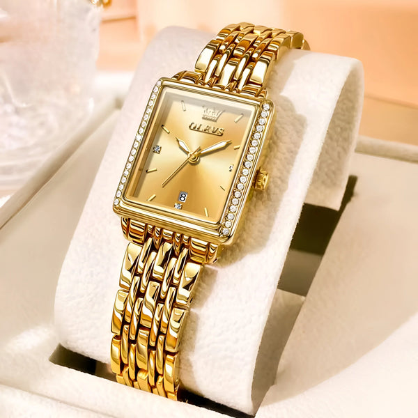 Gold Rectangular Women's Watch