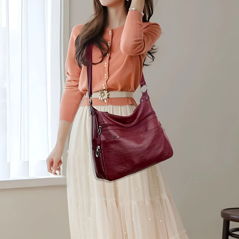 Large Capacity Leather Crossbody Bag